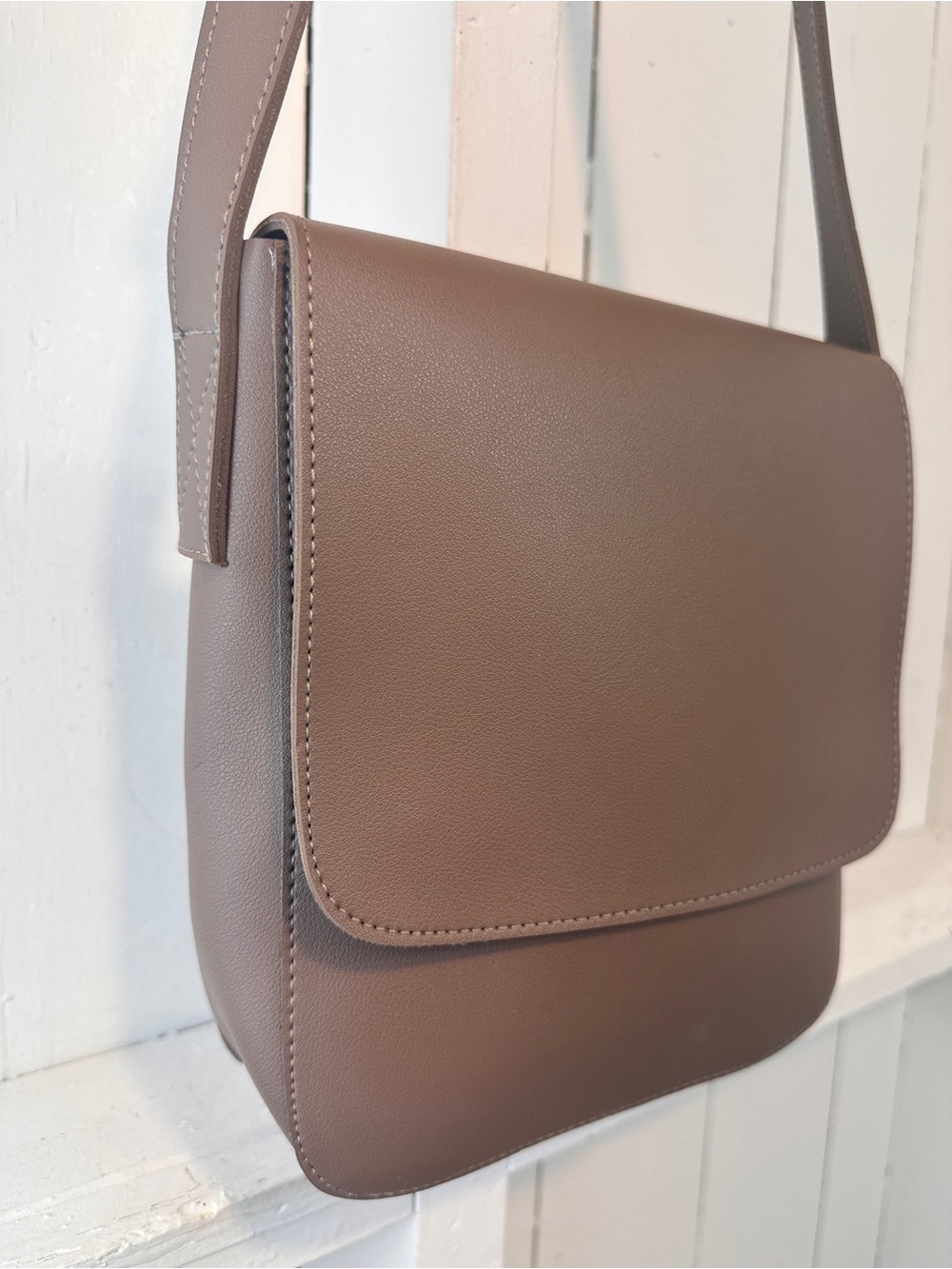 Messenger Bag Faux Leather Brown Fall Crossbody Adjustable Strap - Picture 4 of 12
